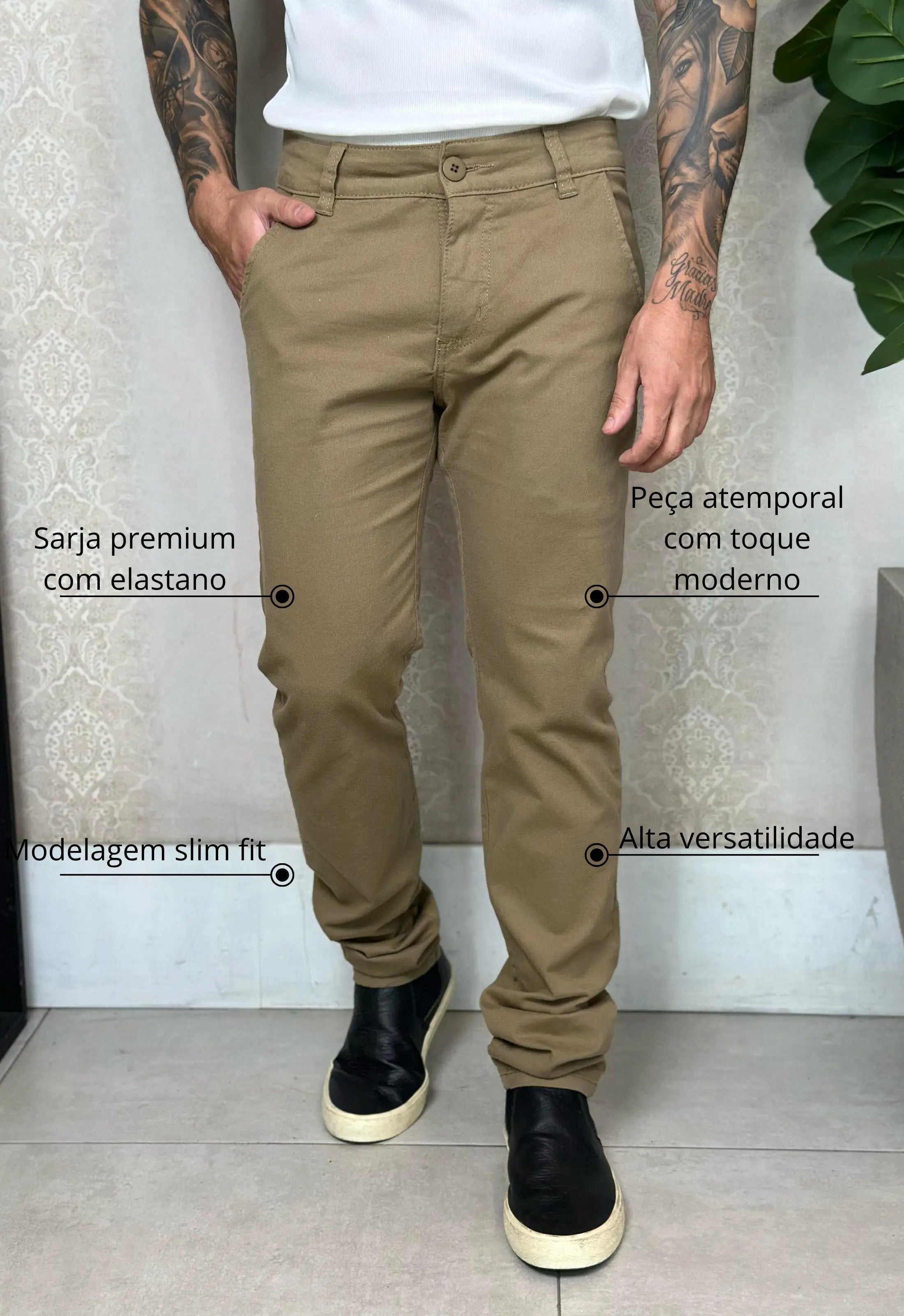 Calça Alfaiataria em Sarja com Elastano Verde - Imagem 2