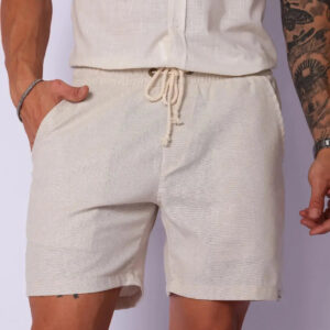 Shorts de Linho Masculino Bege