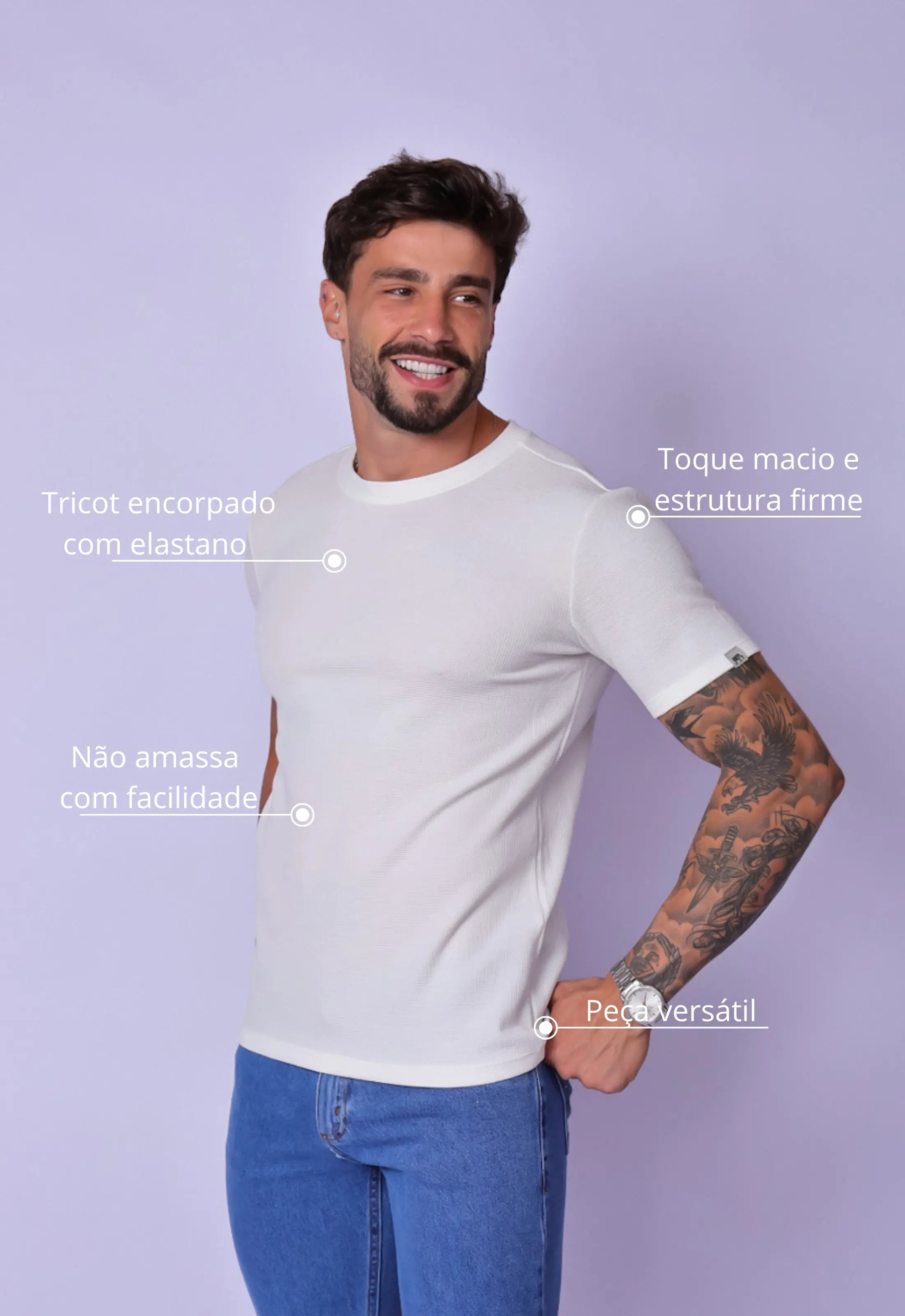 Camiseta Masculina Tricot Branca - Imagem 2