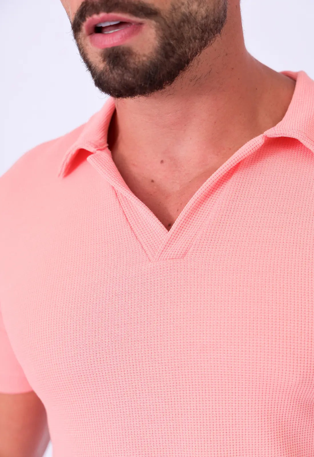 Camisa Polo Italiana Tricot Salmão - Imagem 3