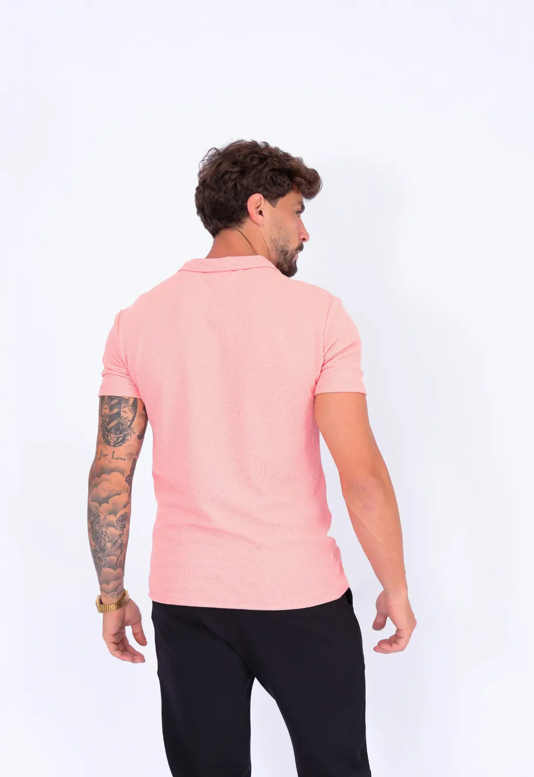 Camisa Polo Italiana Tricot Salmão - Imagem 4