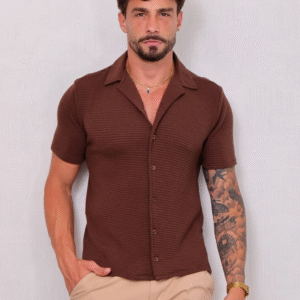 Camisa Masculina Tricot Touch Marrom