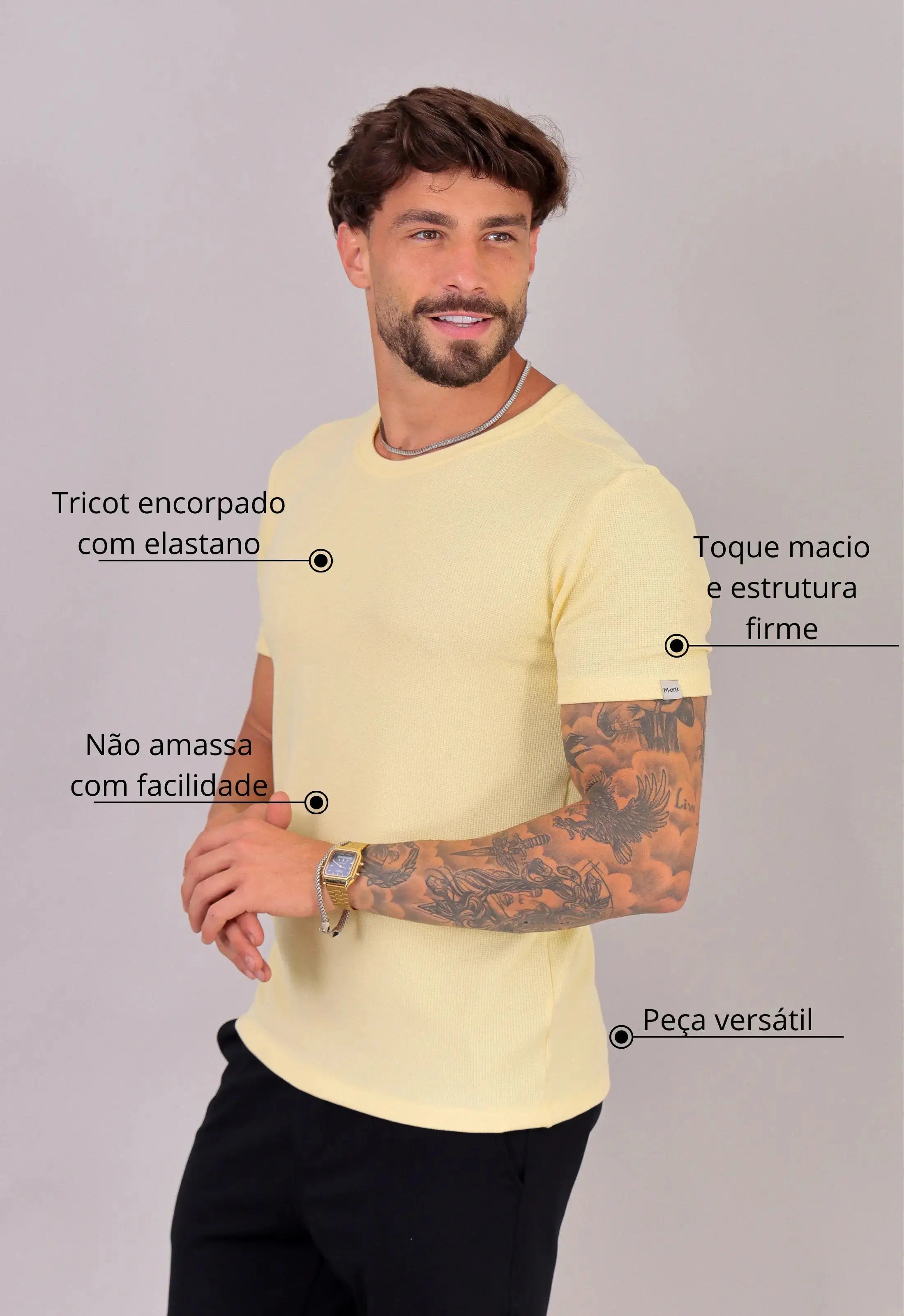 Camiseta Masculina Tricot Amarela - Imagem 2