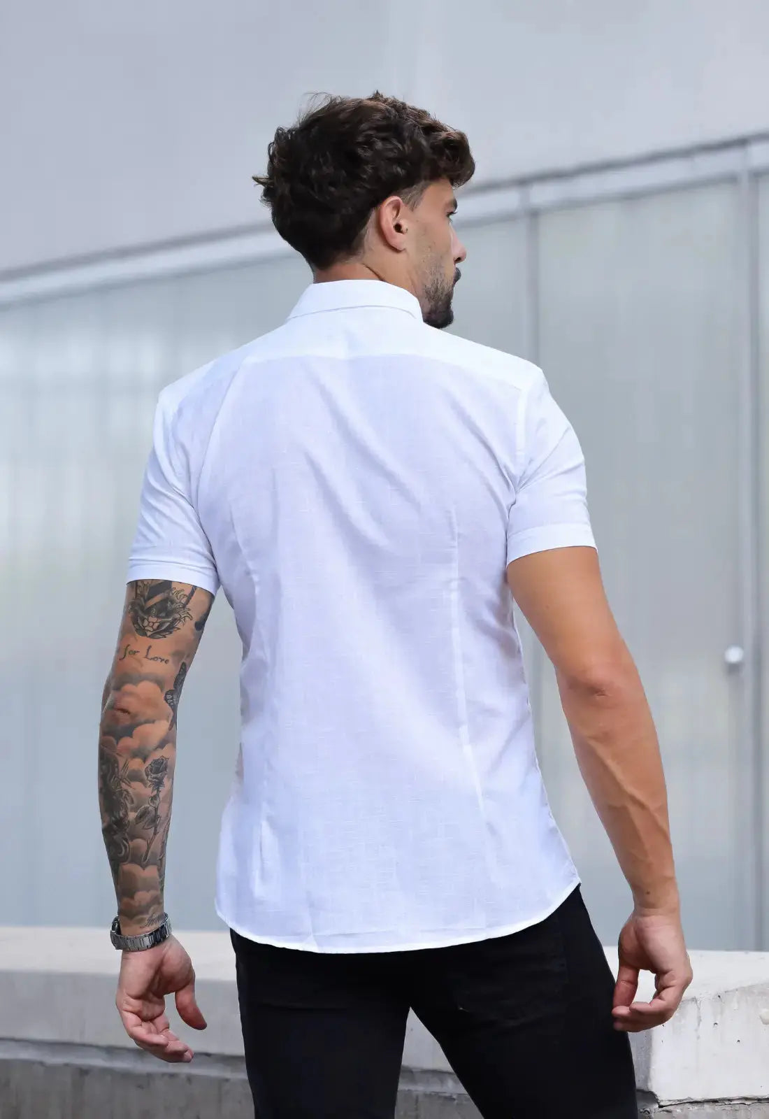 Camisa Masculina Manga Curta Flame Slim Branco - Imagem 3