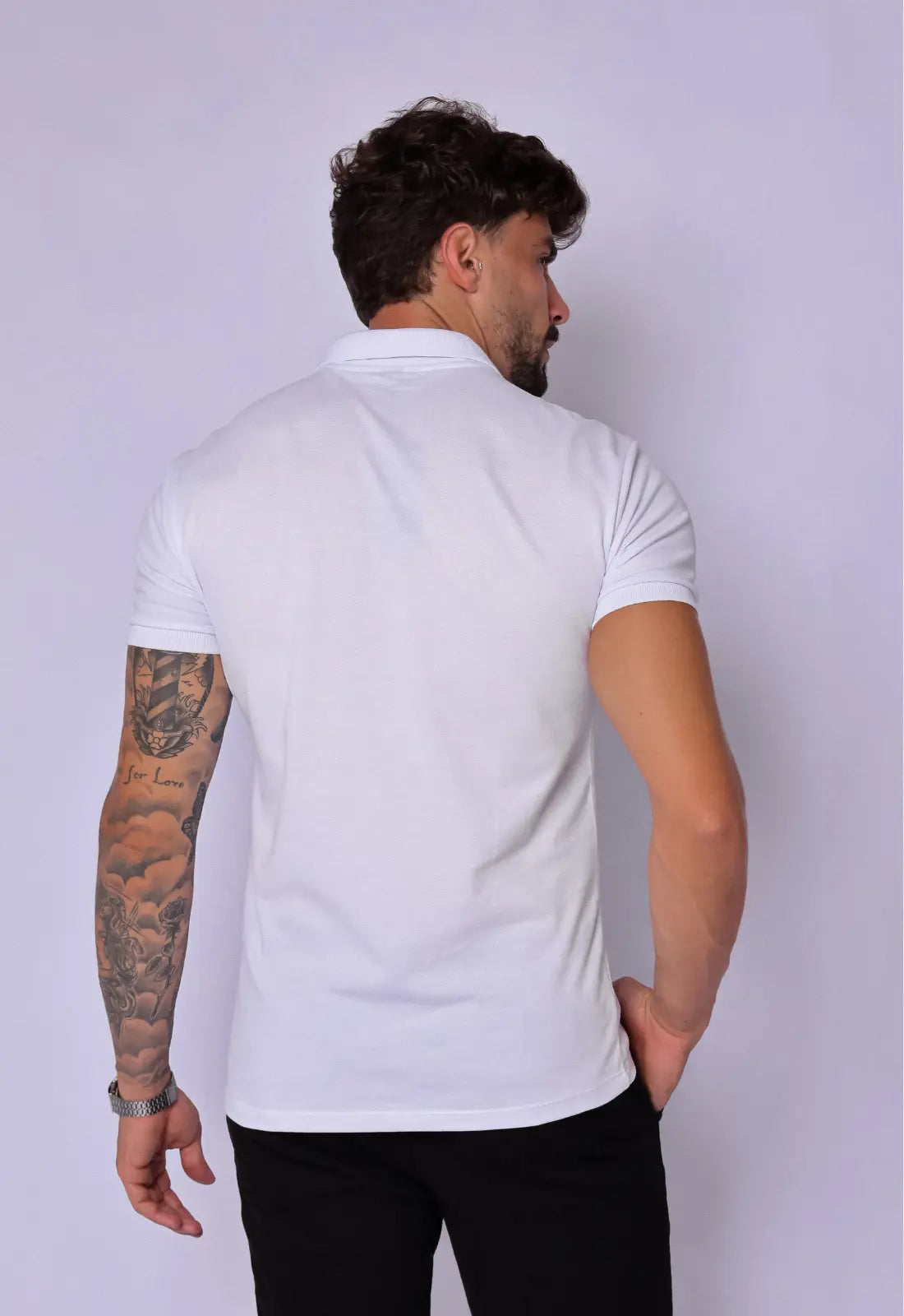 Camisa Polo Ziper Branca - Imagem 3