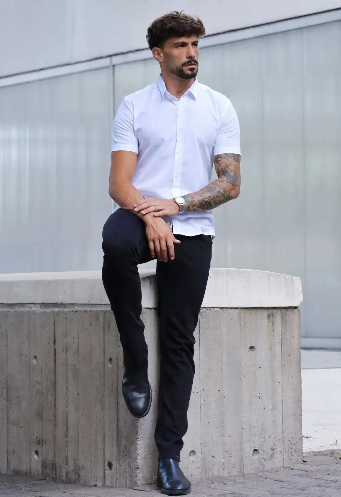 Camisa Masculina Manga Curta Flame Slim Branco - Imagem 4