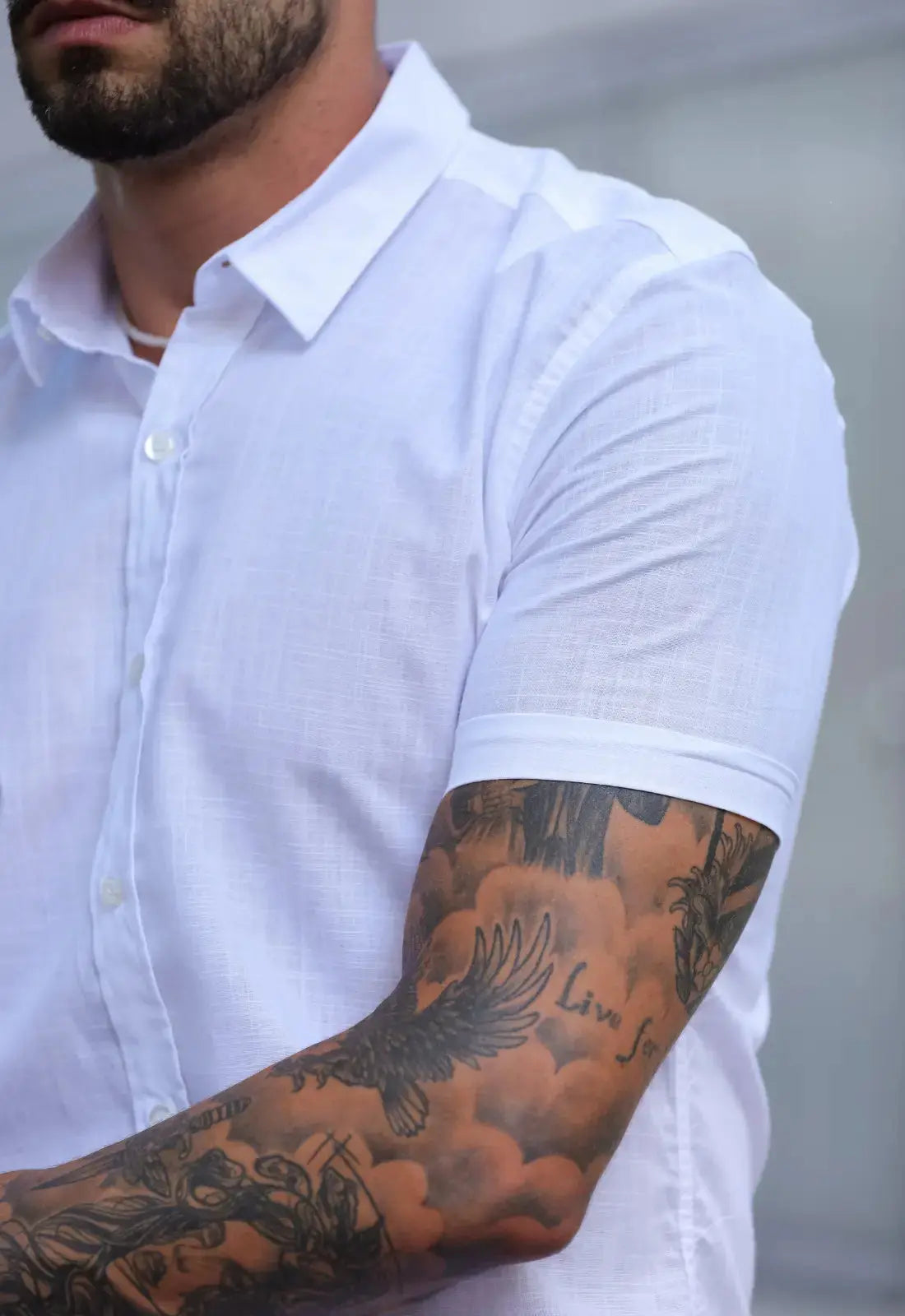 Camisa Masculina Manga Curta Flame Slim Branco - Imagem 5