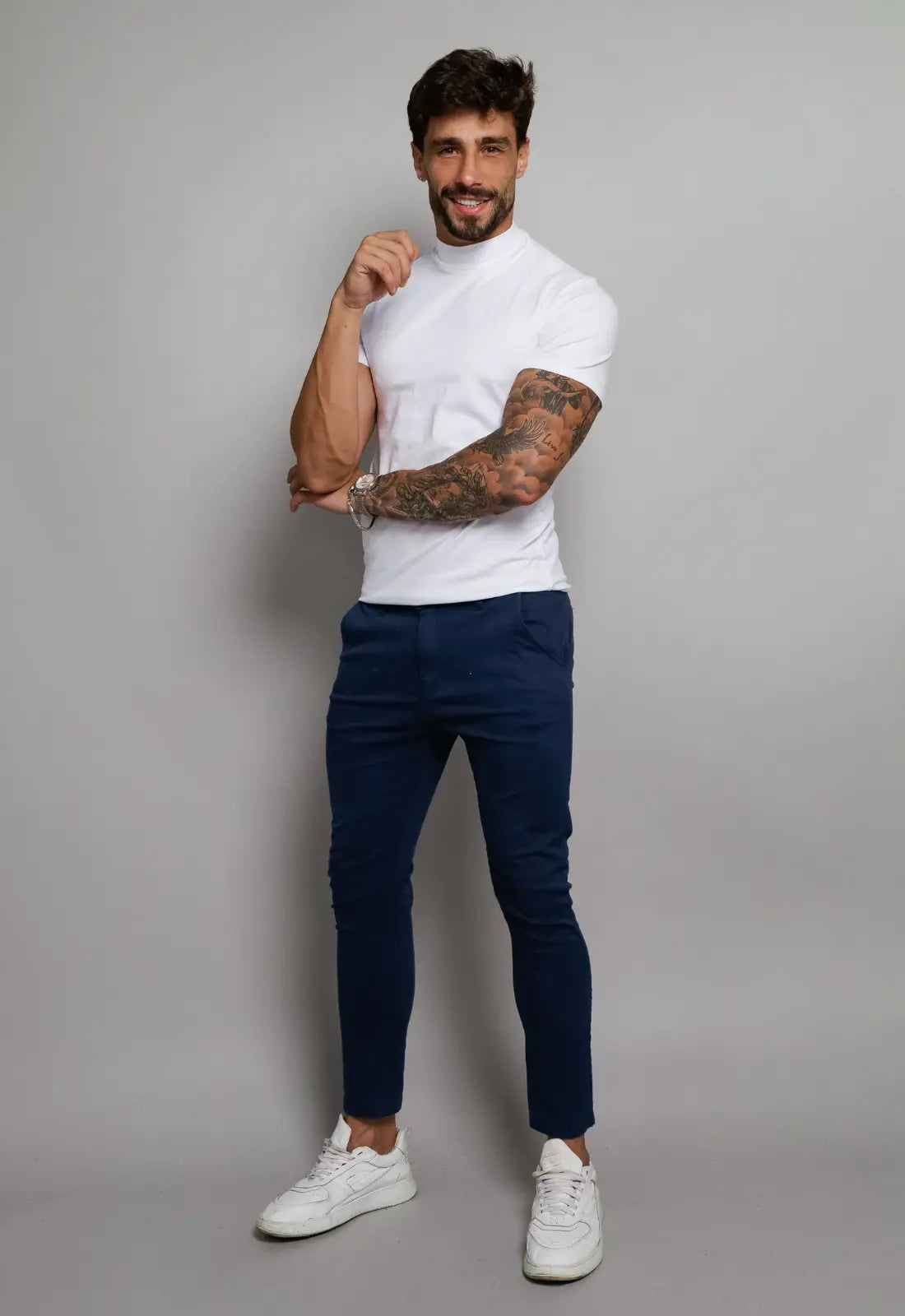 Camiseta Slim Gola Alta Branca - Imagem 5