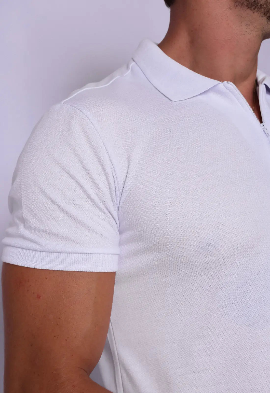 Camisa Polo Ziper Branca - Imagem 6