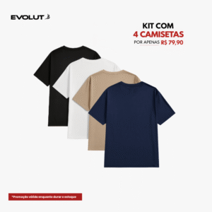 Kit 4 Camisetas Masculina Lisa 100% Algodão Premium - Versátil e Confortável | FRETE GRÁTIS HOJE