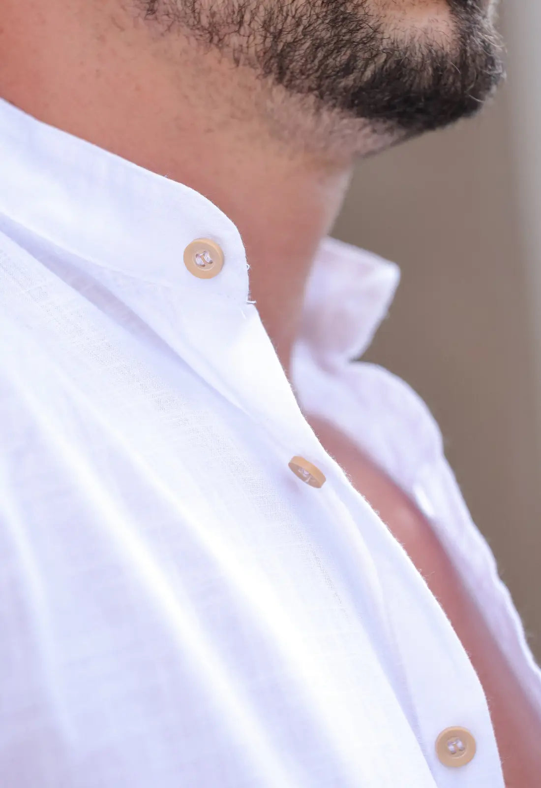 Camisa Masculina Manga Curta Gola Padre Slim Branca - Imagem 6