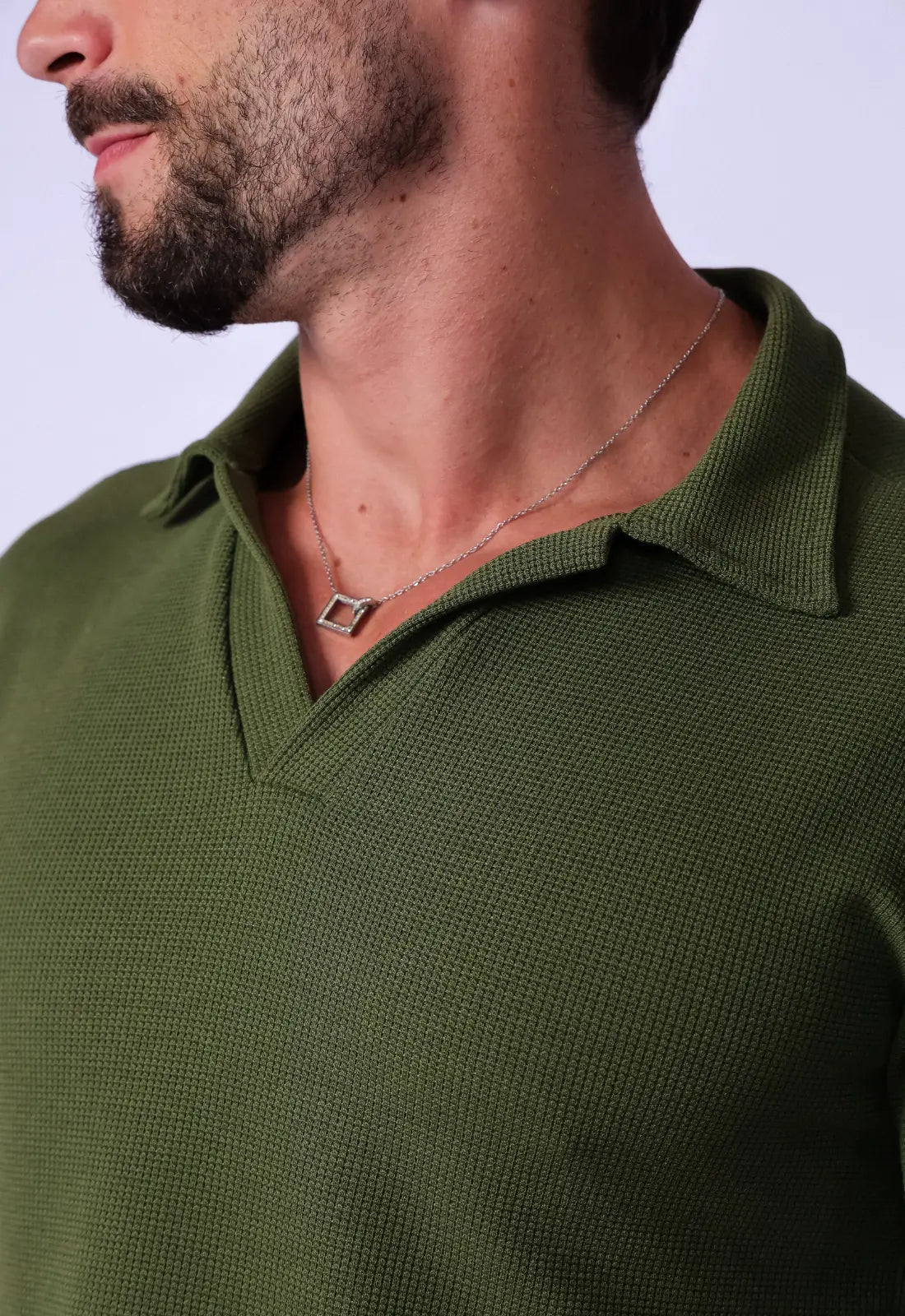 Camisa Polo Italiana Tricot Verde - Imagem 6