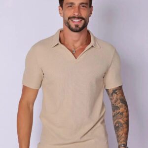 Camisa Polo Italiana Tricot Bege