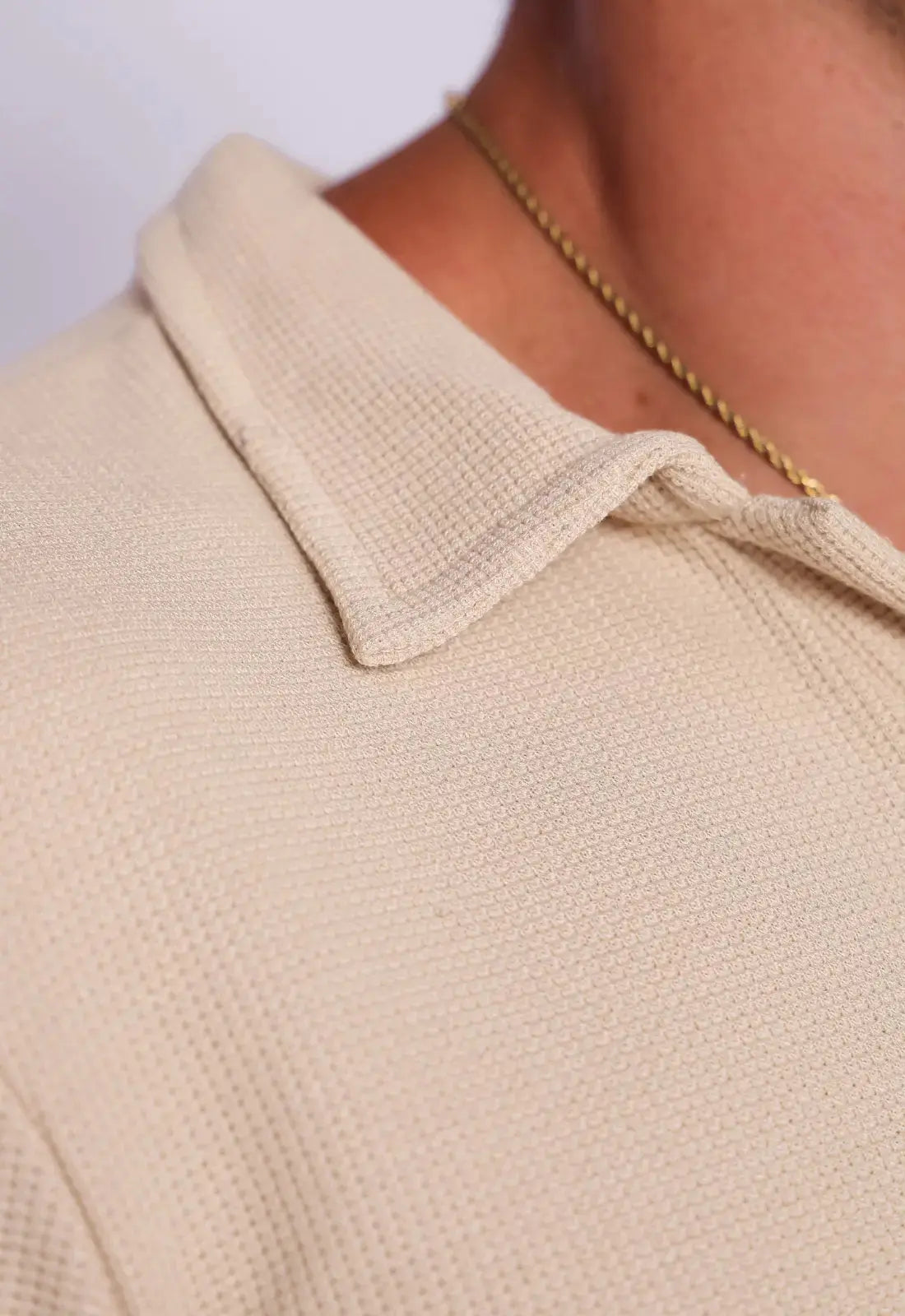 Camisa Polo Italiana Tricot Bege - Imagem 6