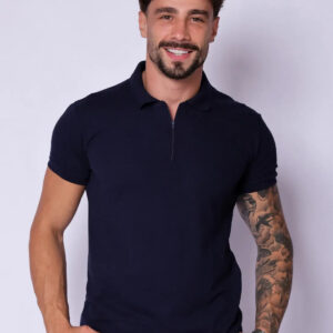 Camisa Polo Ziper Azul Marinho