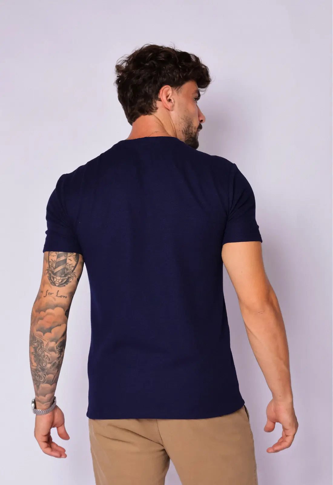 Camiseta Masculina Tricot Azul Marinho - Imagem 3