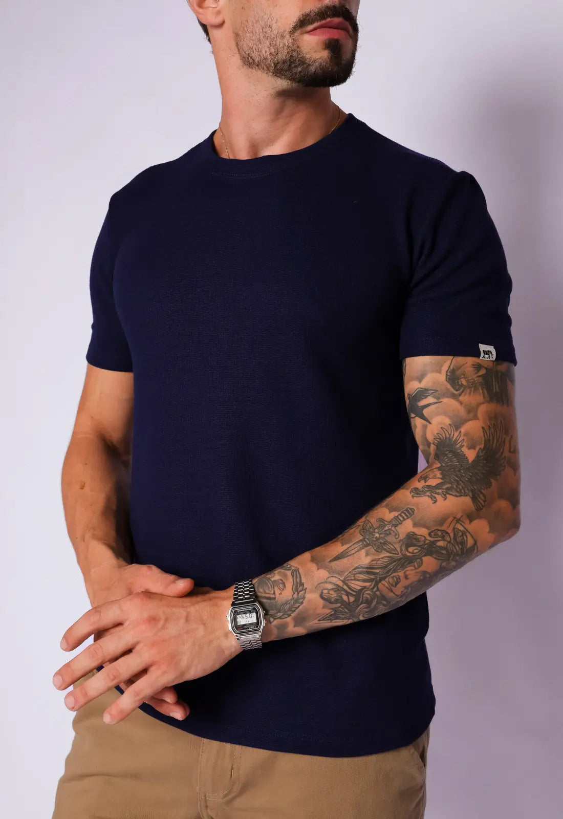 Camiseta Masculina Tricot Azul Marinho - Imagem 7