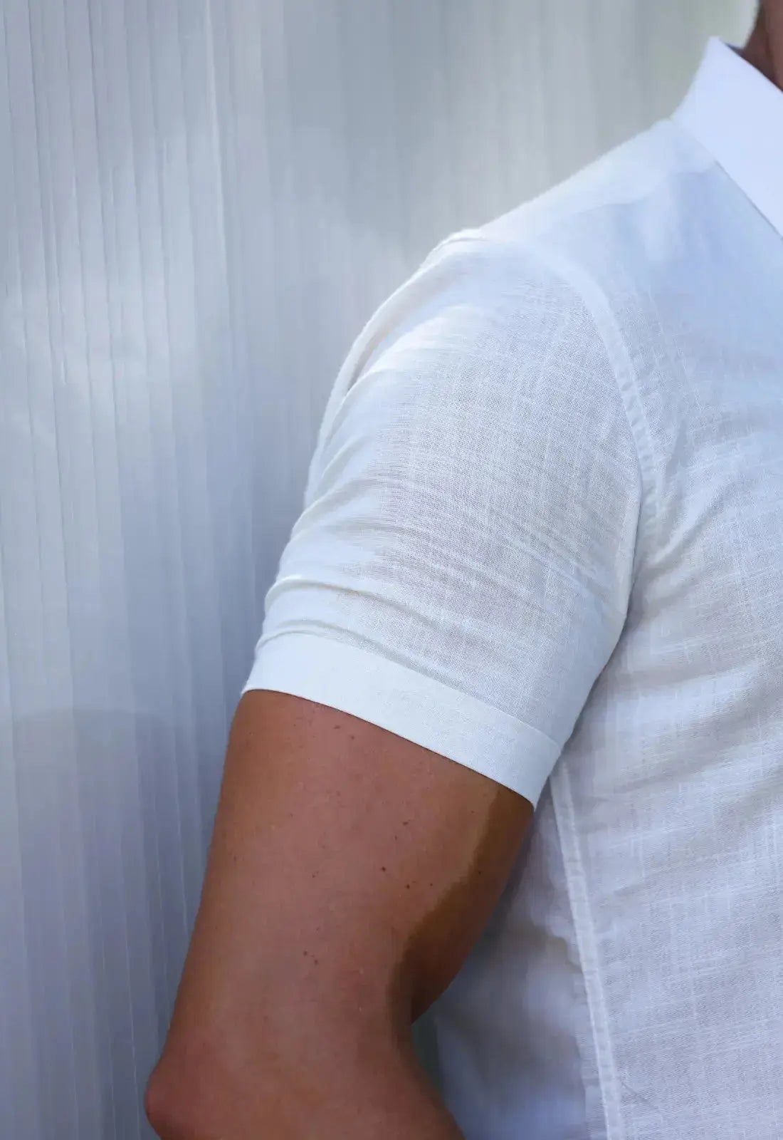 Camisa Masculina Manga Curta Flame Slim Bege - Imagem 6