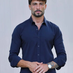 Camisa Masculina Manga Longa Slim Preta