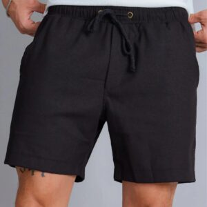 Shorts de Linho Masculino Preto