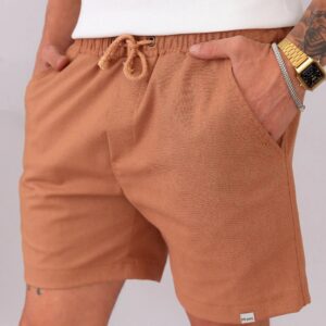 Shorts de Linho Masculino Terracota