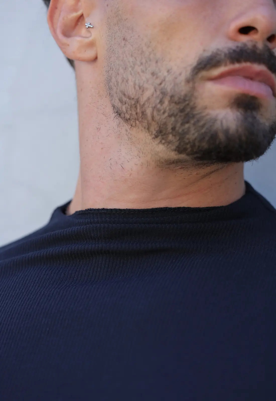 Camiseta Slim Manga Longa Gola Média Preto - Imagem 7